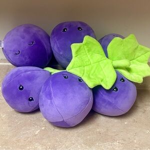 Plush Purple Grape Stuffed Toy with Green Leaves Smoochy Pals